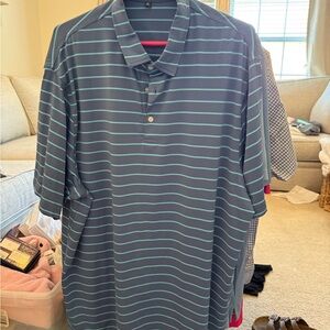 Navy and Teal Striped Polo Shirt